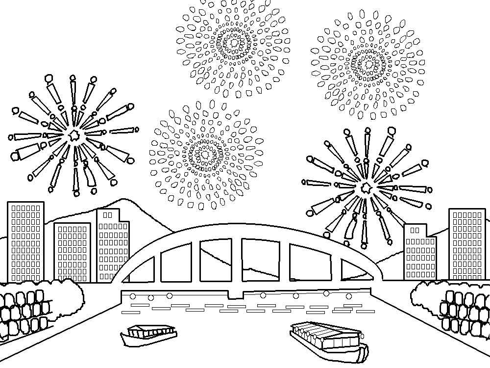 年の最高 花火 塗り絵 Mokumokon